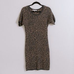 Grey and Brown Leopard Sweater Dress-Loft